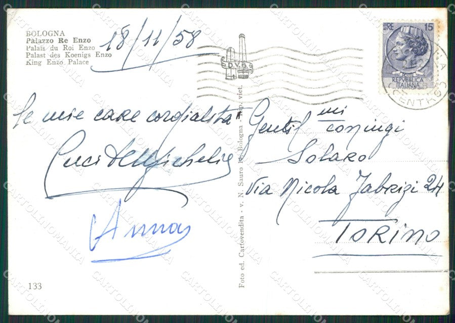 Bologna Città Auto Tram Foto FG cartolina KV7020 – retro