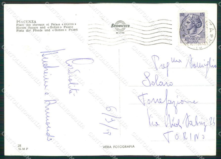 Piacenza Città Foto FG cartolina KV7021 – retro