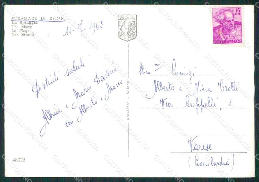 Rimini Miramare di Rimini Foto FG cartolina KV7026 – retro