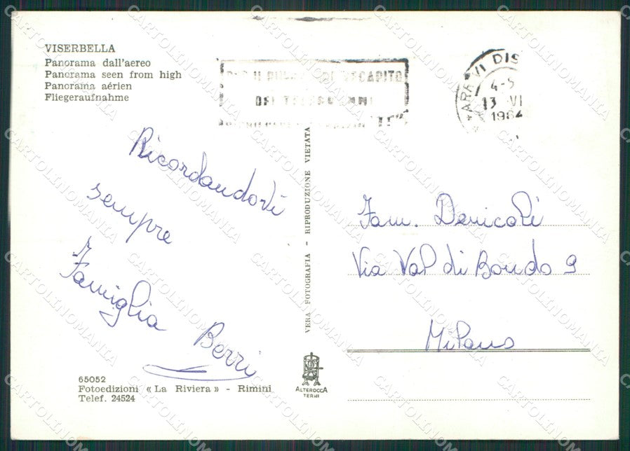 Rimini Viserbella Foto FG cartolina KV7028 – retro