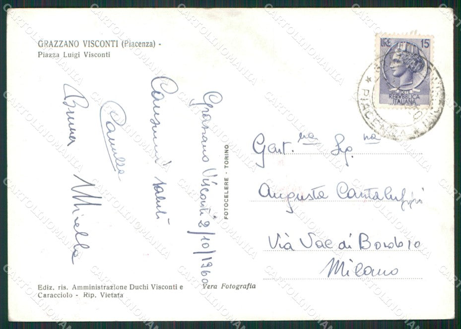 Piacenza Vigolzone Graziano Visconti Foto FG cartolina KV7030 – retro