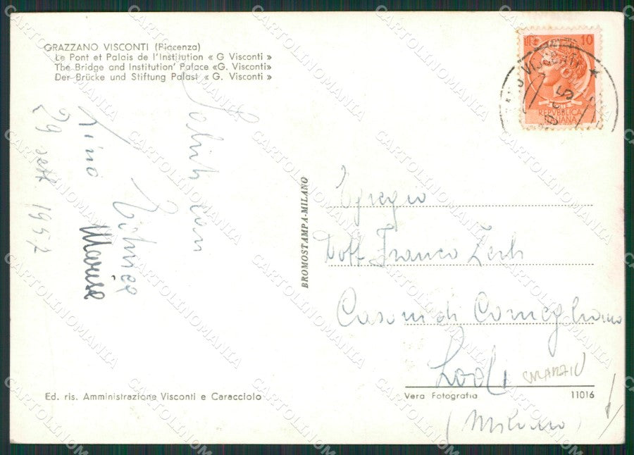 Piacenza Vigolzone Graziano Visconti PIEGHINA Foto FG cartolina KV7032 – retro