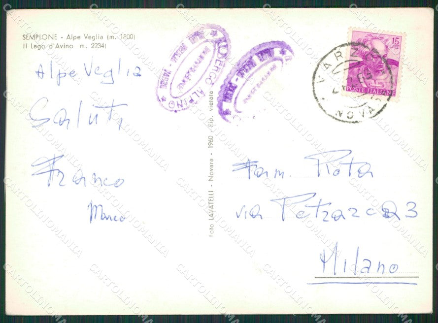 Verbania Varzo Lago d'Avino Foto FG cartolina KV7054 – retro