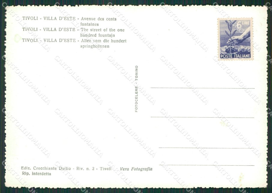 Roma Tivoli Cento Fontane Foto FG cartolina KV7126 – retro