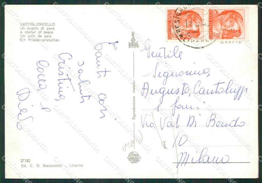 Livorno Rosignano Marittimo Castiglioncello PIEGA Foto FG cartolina KV7154 – retro