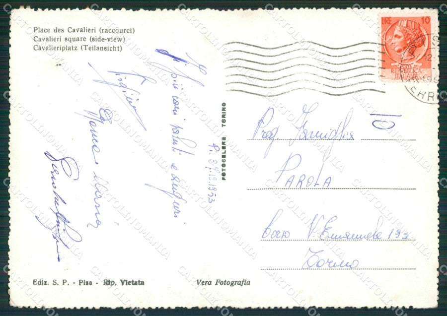Pisa Città Foto FG cartolina KV7169 – retro