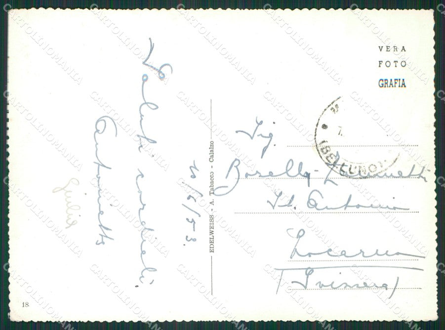Belluno Cortina d'Ampezzo Foto FG cartolina KV7173 – retro