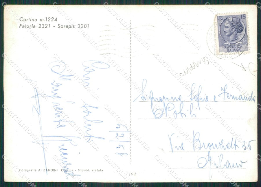 Belluno Cortina Nevicata STRAPPINO Foto FG cartolina KV7176 – retro