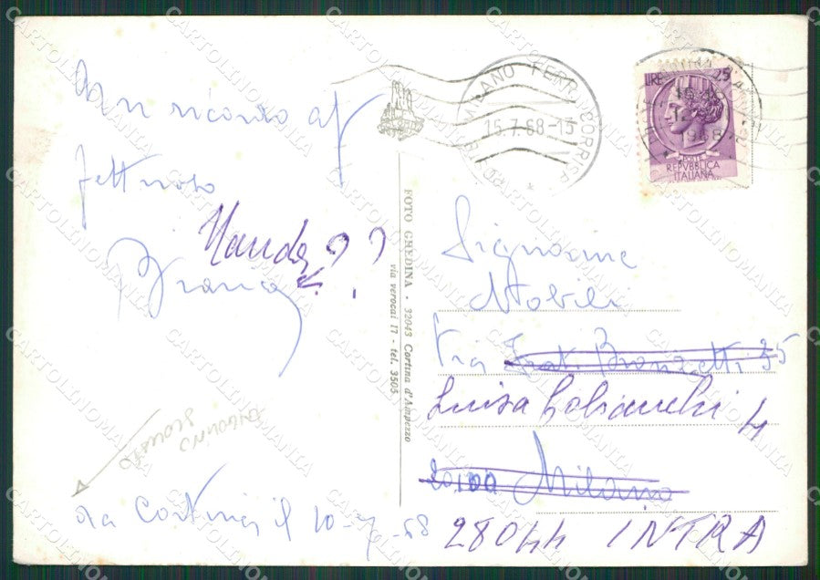 Belluno Cortina ANGOLINO SCOLLATO Foto FG cartolina KV7182 – retro