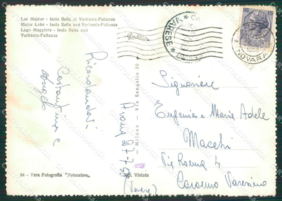 Verbania Stresa Isola Bella Pallanza Lago Maggiore Foto FG cartolina KV7202 – retro