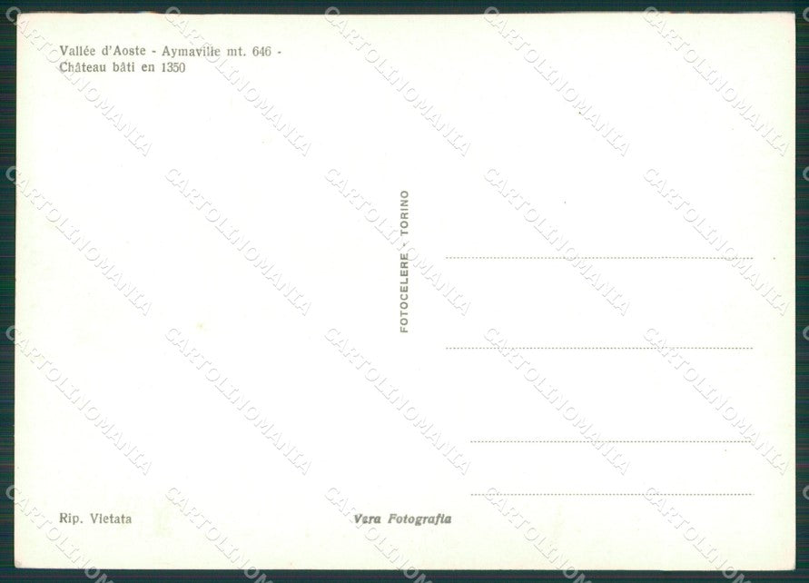 Aosta Aymaville Castello di Foto FG cartolina KV7228 – retro
