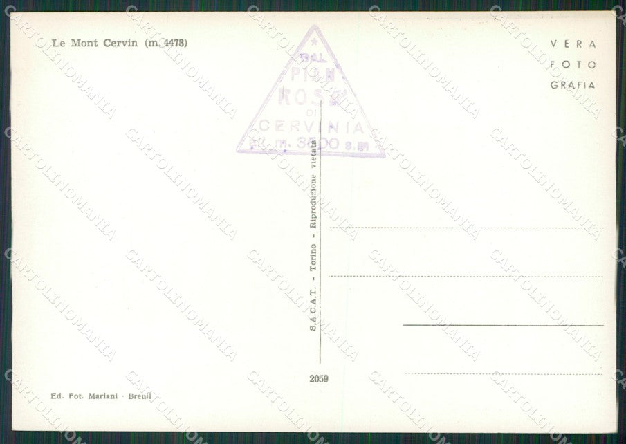 Aosta Valtournenche Breuil Cervinia Cervino Foto FG cartolina KV7286 – retro