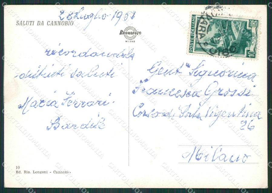 Verbania Cannobio Lago Maggiore Foto FG cartolina KV7312 – retro