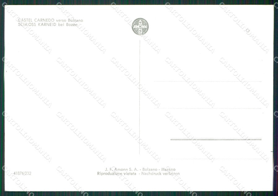Bolzano Castel Carnedo Foto FG cartolina KV7367 – retro