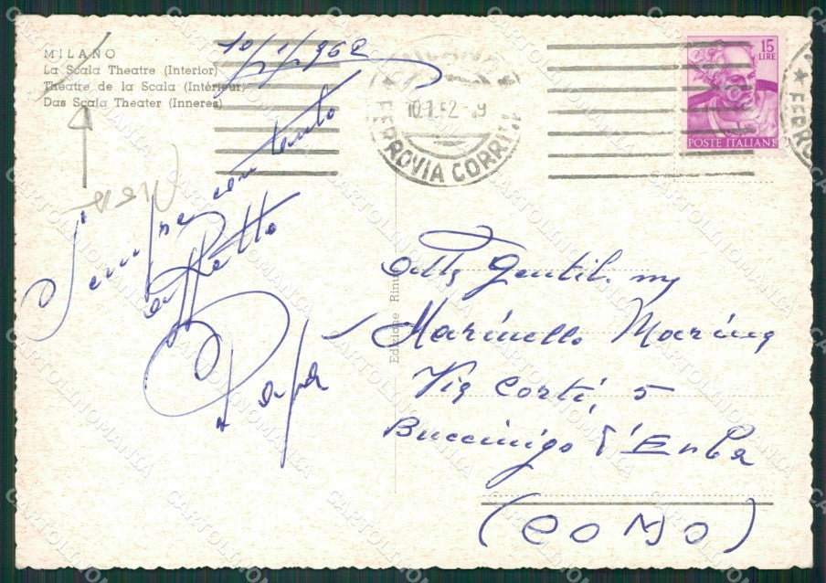 Milano Città Teatro la Scala PIEGA FG cartolina KV7396 – retro