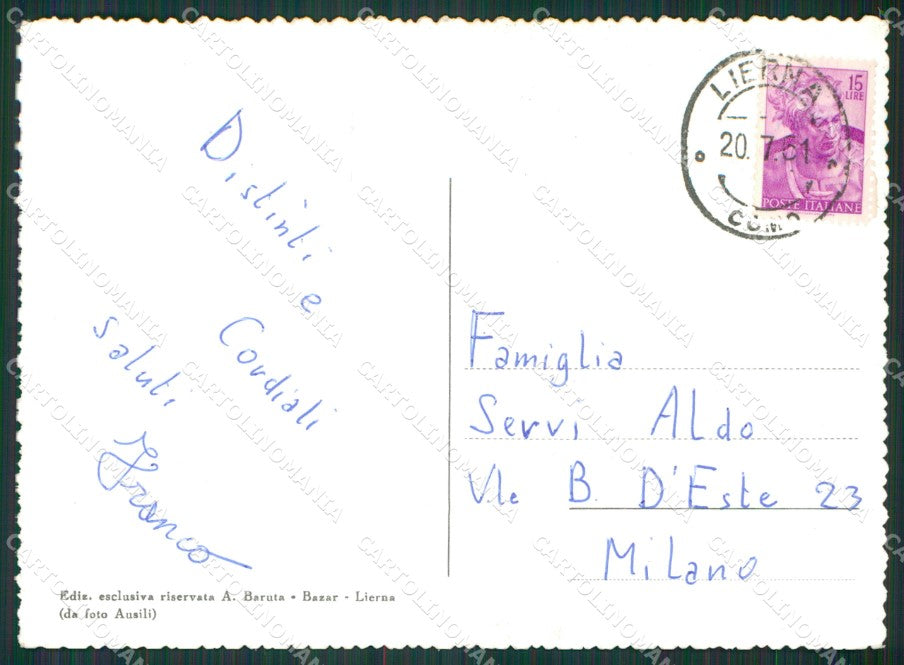 Lecco Lierna Lago di Como Foto FG cartolina KV7404 – retro
