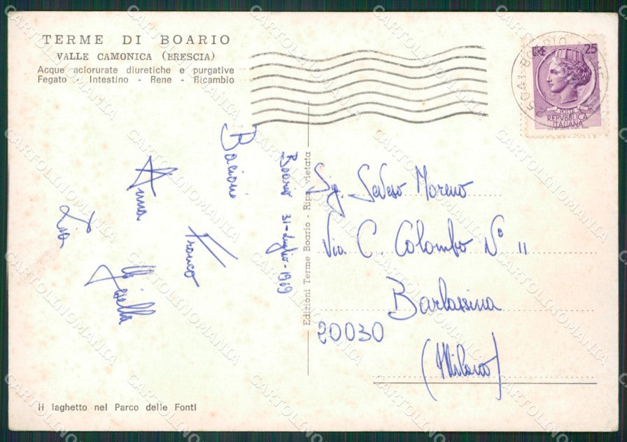 Brescia Boario Terme di Foto FG cartolina KV7429 – retro