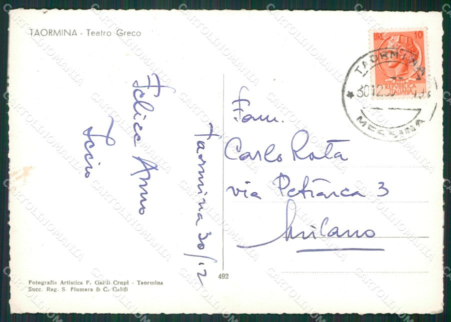 Messina Taormina Teatro Greco Foto FG cartolina KV7450 – retro