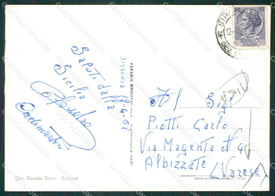 Siracusa Città PIEGA Foto FG cartolina KV7456 – retro
