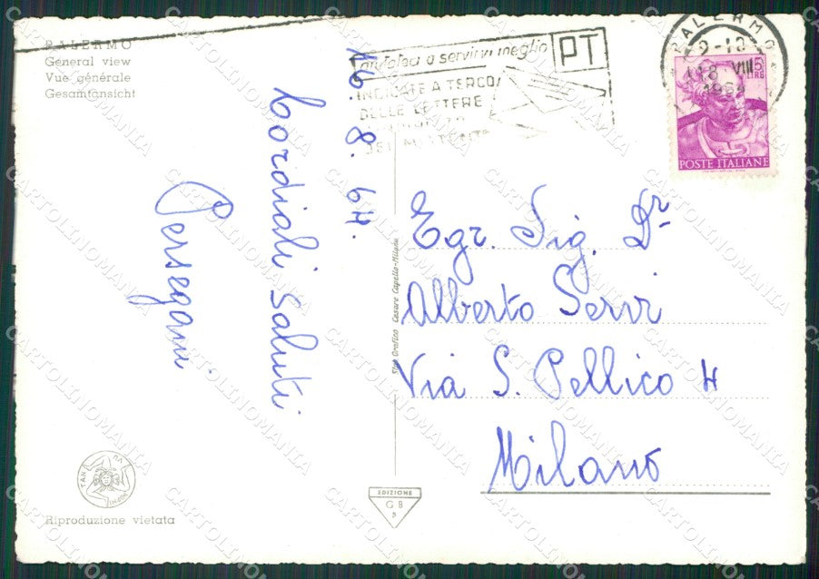 Palermo Città Foto FG cartolina KV7466 – retro