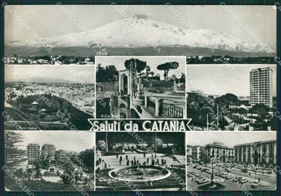 Catania Città Saluti da PIEGATA Foto FG cartolina KV7471 – fronte