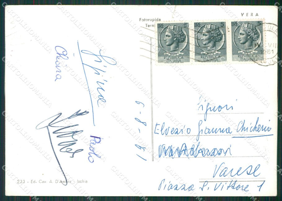 Napoli Ischia Lacco Ameno Baia di San Montano PIEGHINA Foto FG cartolina KV7480 – retro