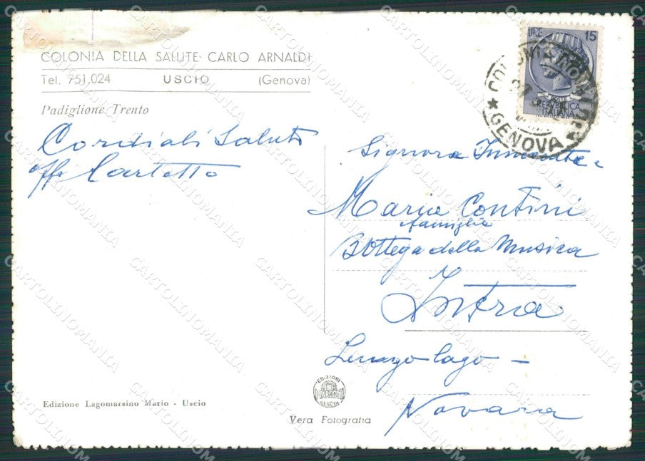 Genova Uscio Colonia Arnaldi Foto FG cartolina KV7490 – retro