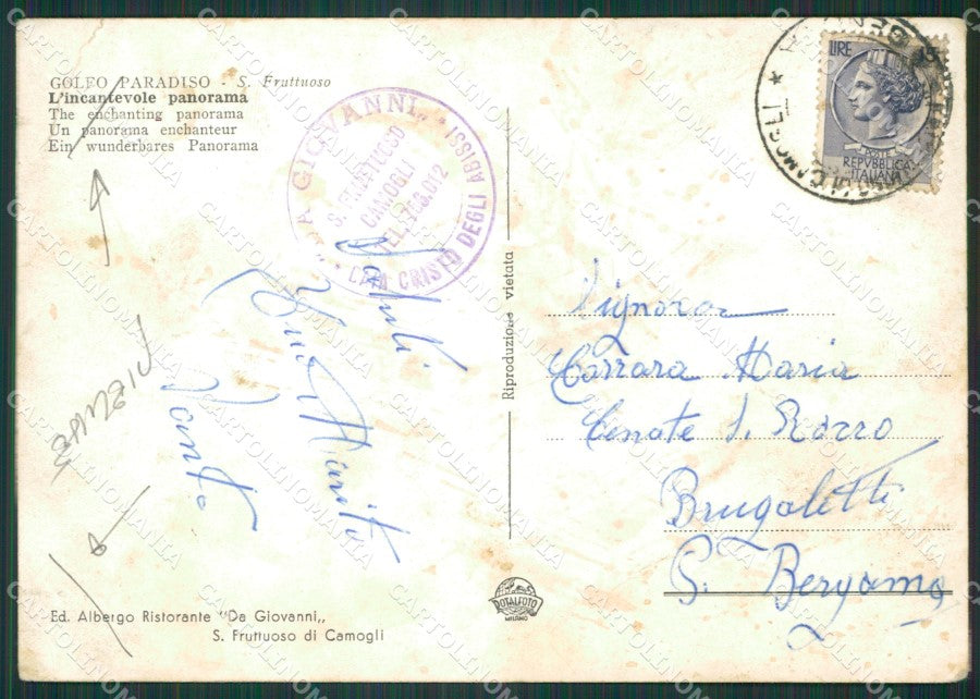 Genova San Fruttuoso Golfo Paradiso PIEGHE Foto FG cartolina KV7502 – retro