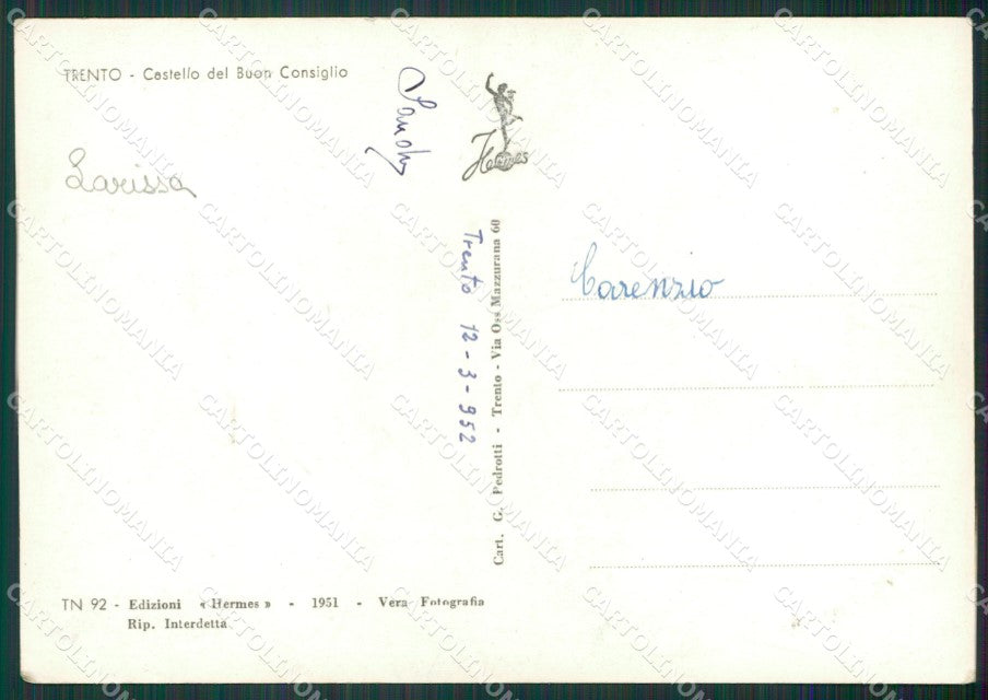 Trento Città Castello del Buon Consiglio Foto FG cartolina KV7512 – retro