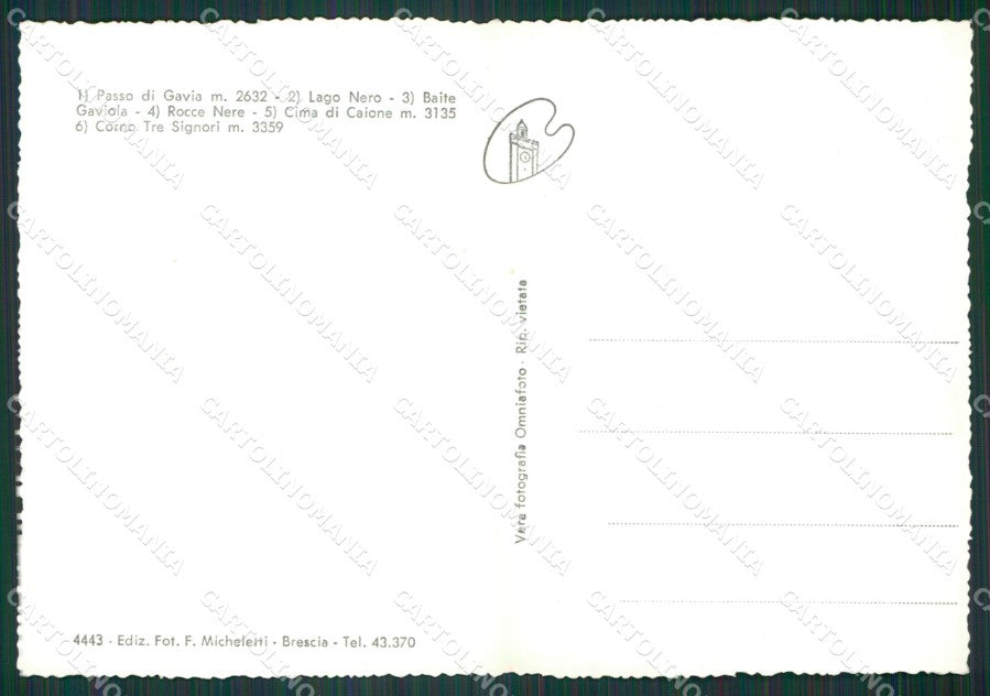 Brescia Passo Gavia Foto FG cartolina KV7523 – retro