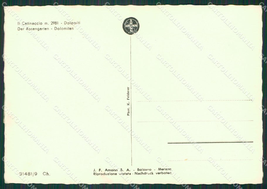 Bolzano Nova Levante Catinaccio Foto FG cartolina KV7551 – retro