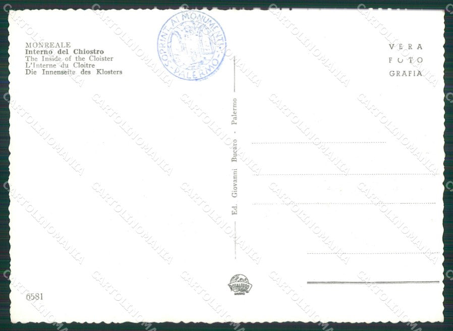 Palermo Monreale Foto FG cartolina KV7553 – retro
