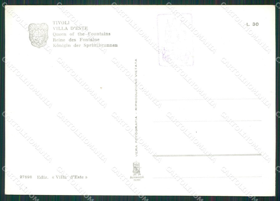 Roma Tivoli Villa d'Este Fontana Foto FG cartolina KV7560 – retro