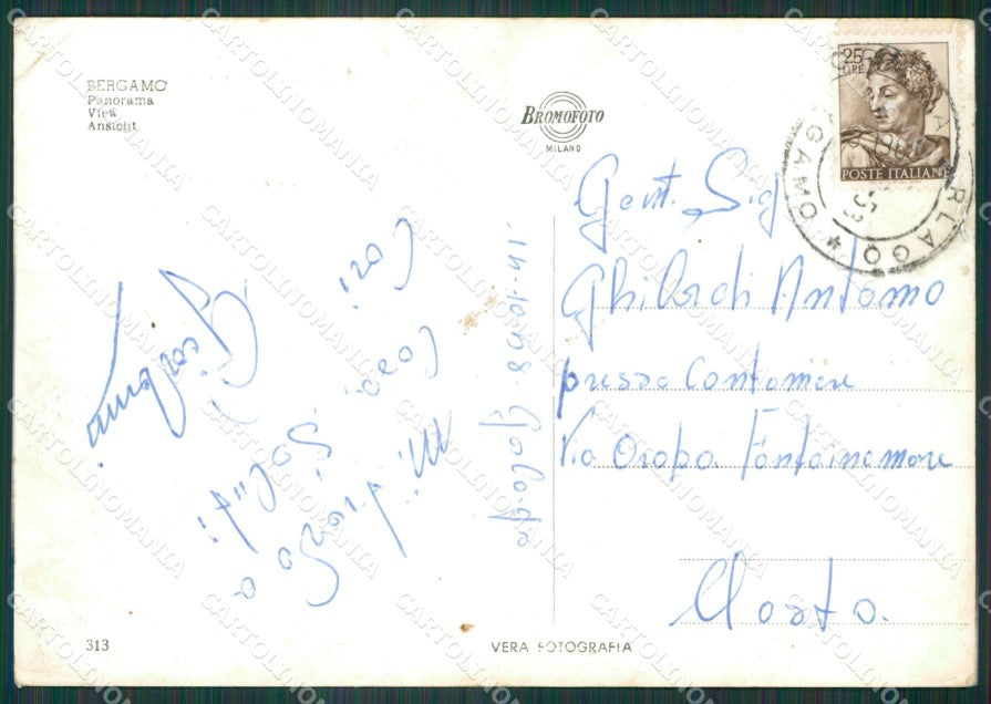 Bergamo Città PIEGHINA Foto FG cartolina KV7576 – retro
