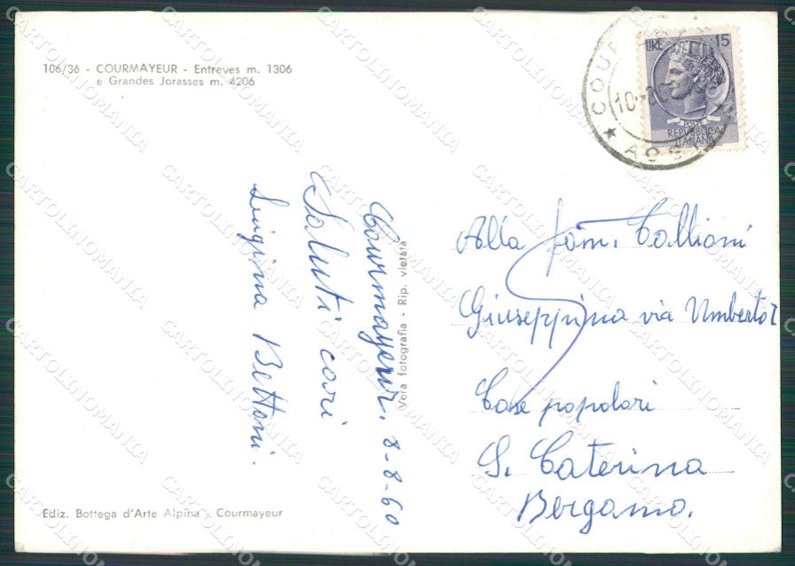 Aosta Courmayeur Entreves Foto FG cartolina KV7584 – retro