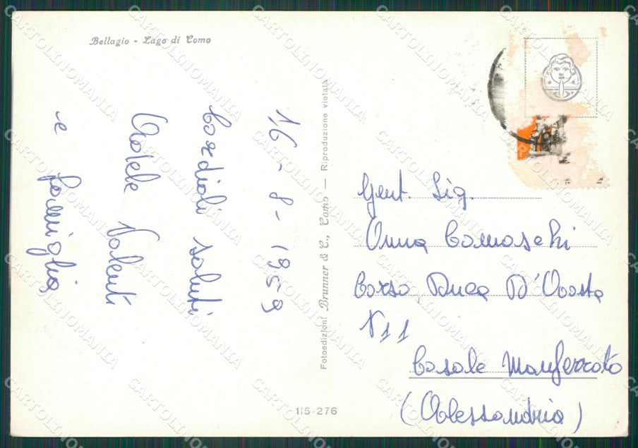 Como Bellagio Lago di Como Foto FG cartolina KV7615 – retro