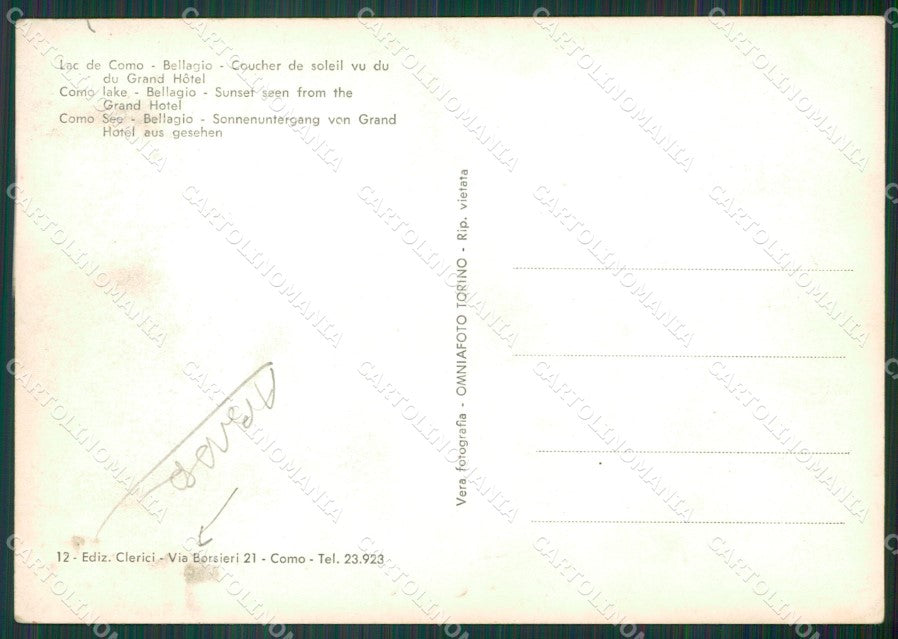 Como Bellagio Lago di Como ABRASA Foto FG cartolina KV7617 – retro