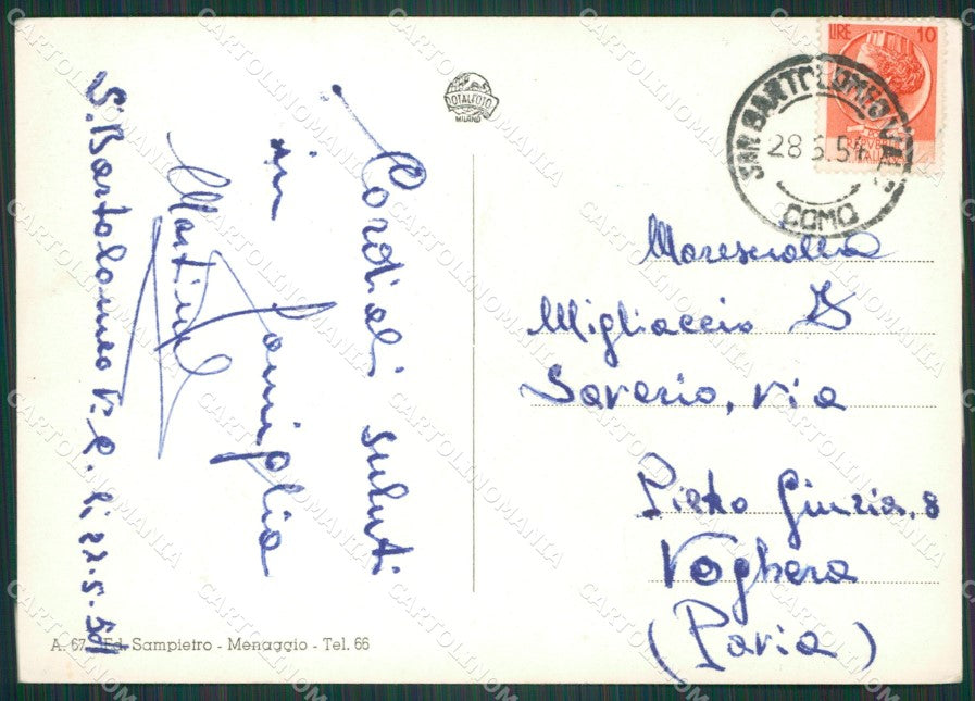 Como Menaggio Lago di Como Barca Foto FG cartolina KV7637 – retro