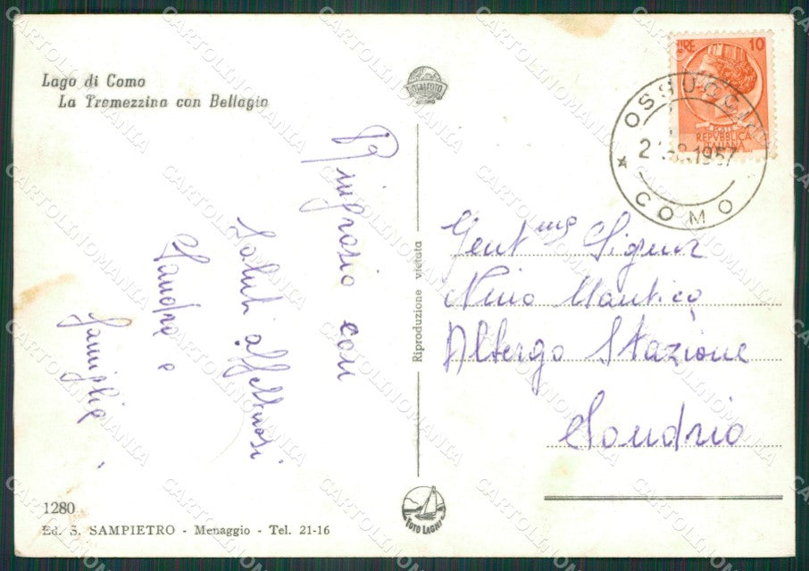 Como La Tramezzina Bellagio Lago di Como Foto FG cartolina KV7688 – retro