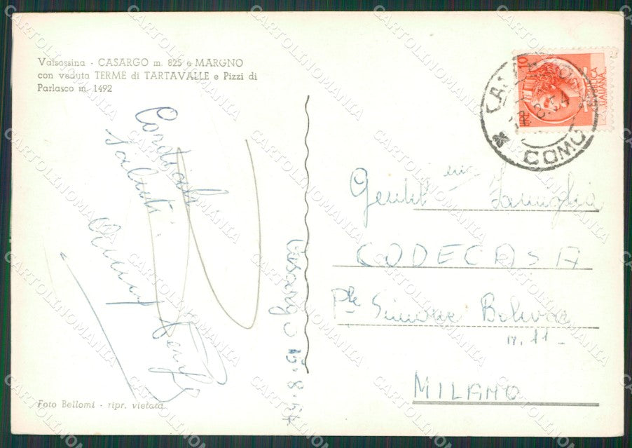Lecco Casargo Marnio Lago di Como Foto FG cartolina KV7689 – retro