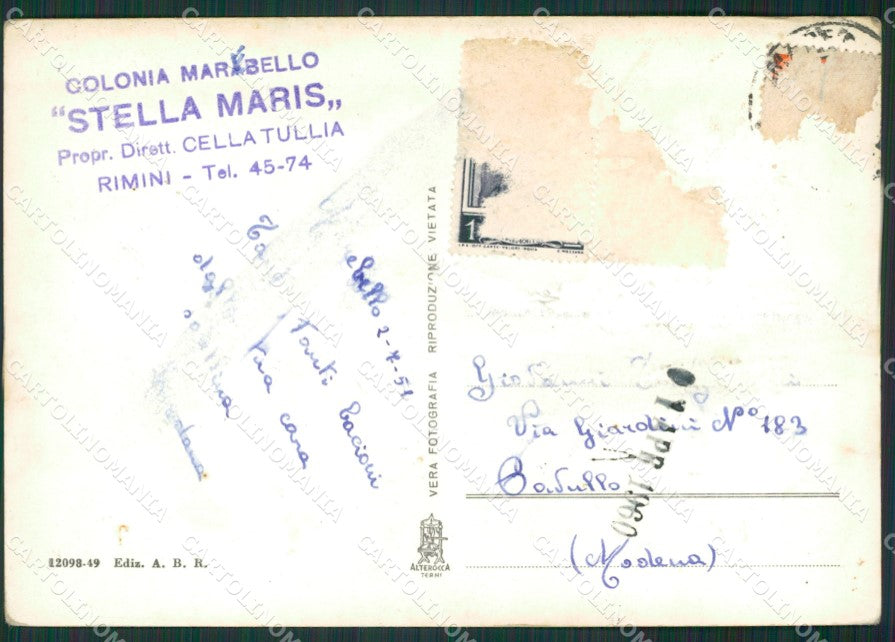 Rimini Marebello di ABRASA Foto FG cartolina KV7701 – retro