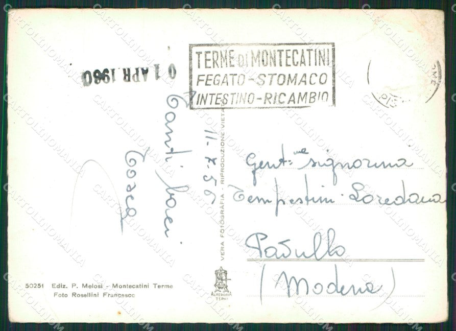 Pistoia Montecatini Terme PIEGHINE Foto FG cartolina KV7733 – retro