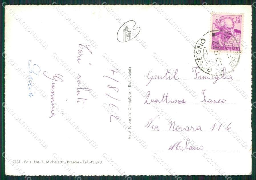 Brescia Bovegno Foto FG cartolina KV7737 – retro
