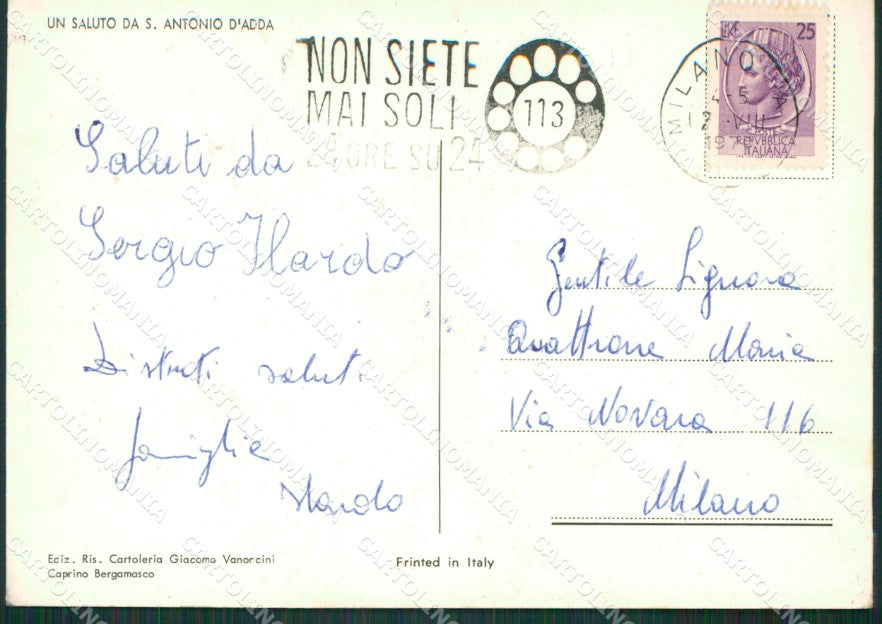 Bergamo Caprino Bergamasco Sant'Antonio D'Adda Foto FG cartolina KV7796 – retro