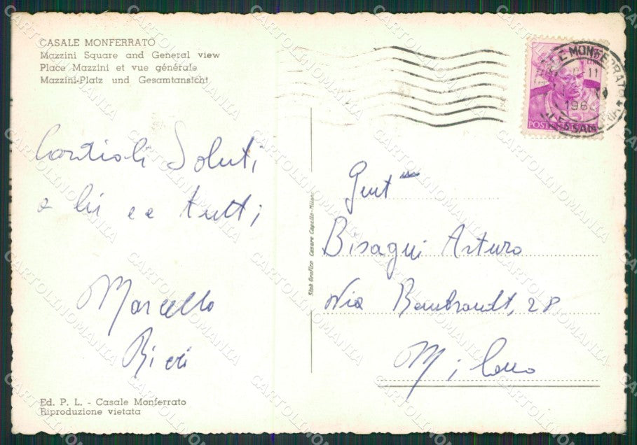 Alessandria Casale Monferrato Foto FG cartolina KV7804 – retro