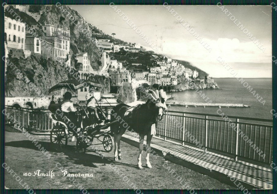 Salerno Amalfi Carrozza PIEGHINE ABRASA Foto FG cartolina KV7822 – fronte