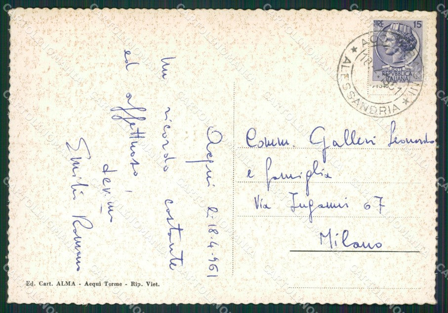 Alessandria Acqui Terme Chiaro di Luna Auto FG cartolina KV7826 – retro