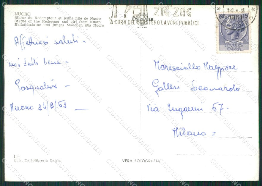Nuoro Città Costumi Foto FG cartolina KV7849 – retro