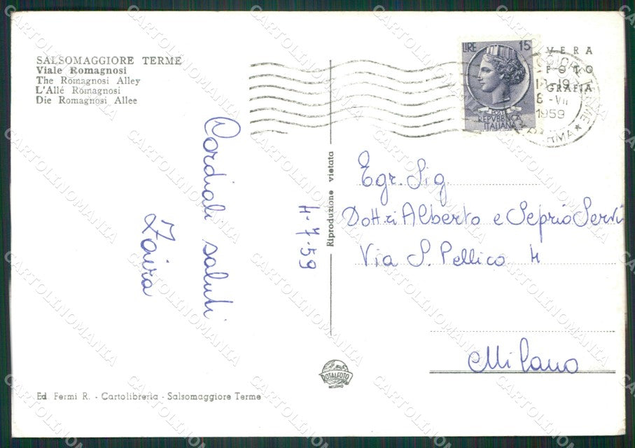 Parma Salsomaggiore Terme Foto FG cartolina KV7880 – retro