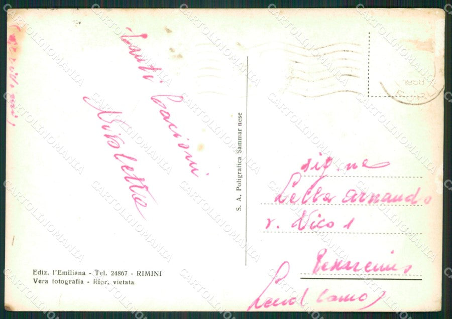 Rimini Città PIEGHINA Foto FG cartolina KV7914 – retro